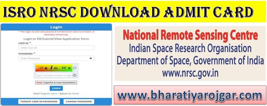 ISRO NRSC Download Admit Card 2024 For 53 Post