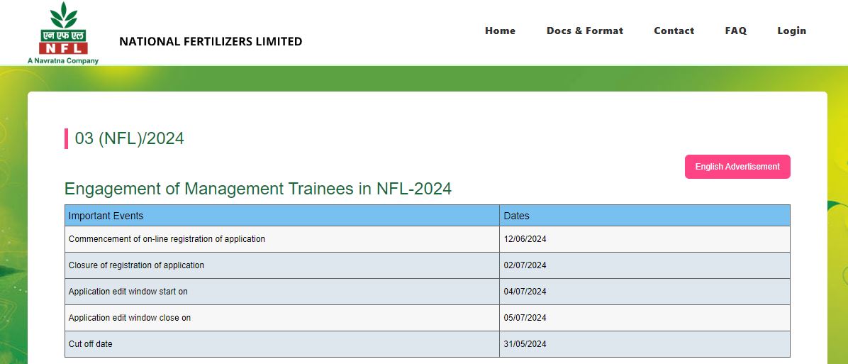 NFL Management Trainees Recruitment 2024