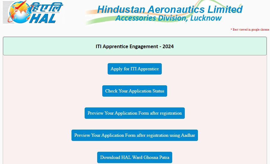 HAL Apprentice Lucknow Recruitment 2024