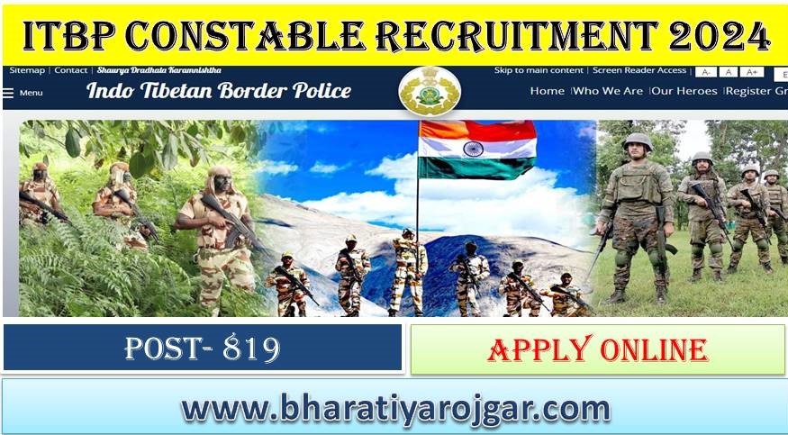 ITBP Constable Recruitment 2024 Online Form 