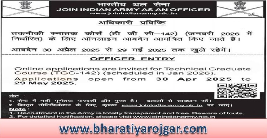 Indian Army TGC 142 Recruitment 2025